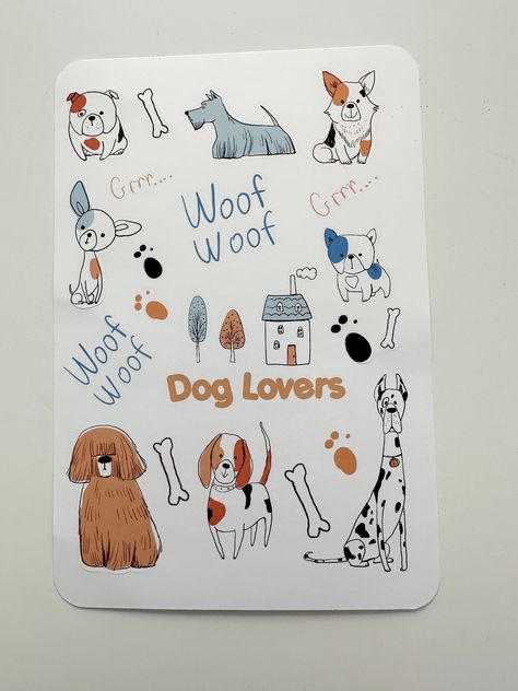 Dog Journal Ideas, Agenda Stickers, Journaling Kits, Perfect Planner, Planner Scrapbook, Weekly Calendar, Dog Stickers, Dog Themed, Animal Stickers