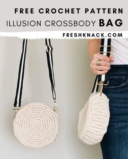 Free Crochet Pattern Illusion Crossbody Bag Crossbody Bag Pattern Free, Pattern Illusion, Crochet Crossbody Bag Pattern, Crochet Crossbody Bag, Shower Puff, Circle Purse, Crossbody Bag Pattern, Bag Pattern Free, Crochet Circles