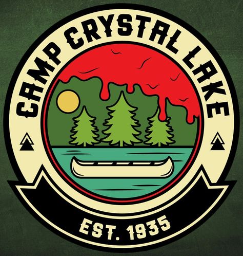 Camp Crystal Lake Tattoo, Lake Tattoo Ideas, Camp Crystal Lake Sign, Sublimation Station, Crystal Lake Camp, Camp Signs, Gold Tattoos, Lake Tattoo, Friday The 13th Tattoo