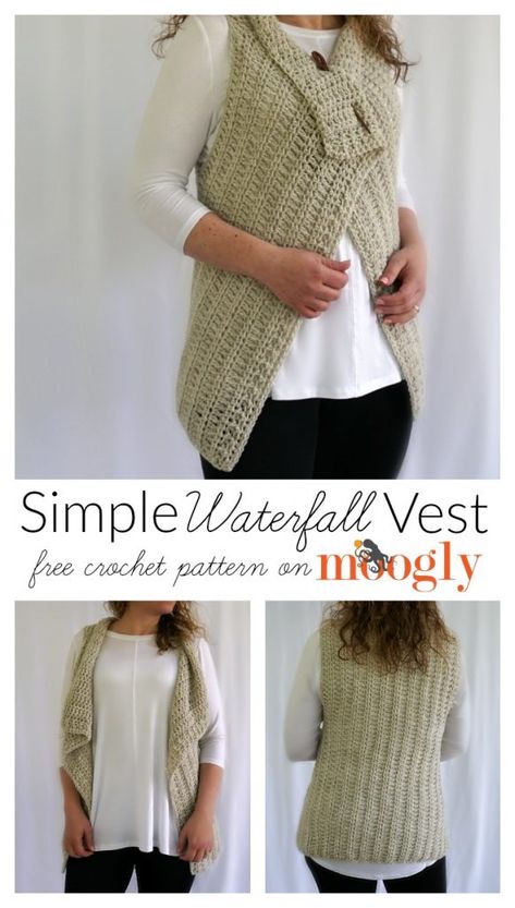 Crochet Vest Pattern Free, Crochet Mittens Free Pattern, Crochet Vests, Vest Pattern Free, Gilet Crochet, Black Crochet Dress, Diy Kostüm, Crochet Wearables, Crochet Vest Pattern