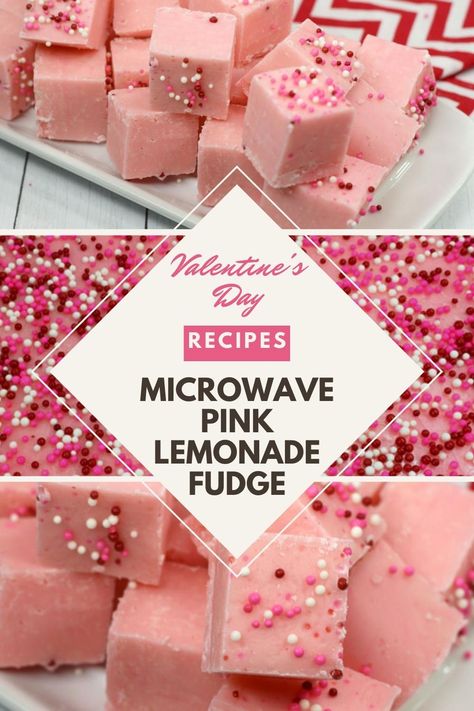 Pink Lemonade Fudge, Pink Themed Desserts, Pink Bake Sale Ideas, Microwave Pink, Valentine Dessert Table, Pink Deserts, Pink Desserts Easy, Pink Fudge, Valentines Dessert Table