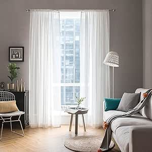 Long Window Curtains, Drapery Treatments, Voile Panels, Sheer Window Curtains, Window Sheers, White Sheer Curtains, Voile Curtains, White Curtains, White Paneling