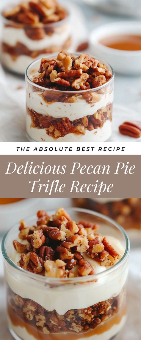 Image for Delicious Pecan Pie Trifle Recipe Pecan Pie Trifle Recipe, Pecan Trifle, Pecan Pie Trifle, Clematis Varieties, Gluten Free Oatmeal, Trifle Desserts, Pecan Cookies, Trifle Recipe, Digestive Biscuits