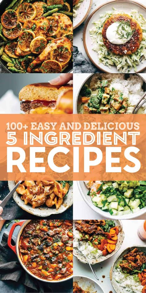 Easy 6 Ingredient Dinners, 6 Ingredient Recipes Healthy, Under 5 Ingredients Recipes, 5 Step Recipes, Quick Low Ingredient Meals, Easy Dinner Recipes 5 Ingredients Or Less, Healthy Limited Ingredient Recipes, Easy 5 Ingredient Dinners Healthy, Easy Recipes 5 Ingredients Or Less