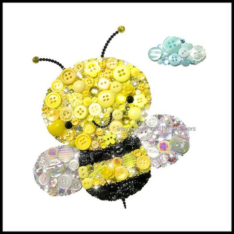 Cute Bumble Bee Decorations Button Art Bee Nursery Bees Swarovski Gender Neutral Nursery Honey Bee Wall Art Nursery Bugs Black and Yellow Honey Bee Wall Art, Bee Decorations, Bumble Bee Decorations, Bee Nursery, Bumble Bee Art, Button Creations, Bee Wall Art, Bee Wall, Cool Art Projects