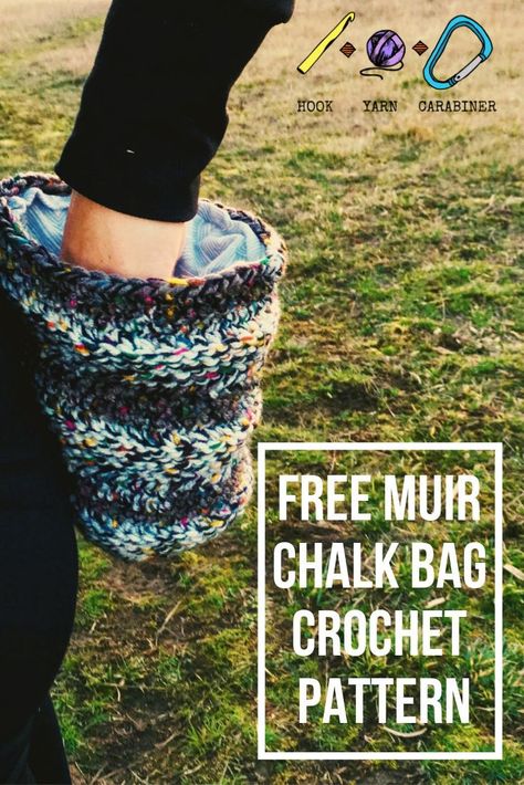 Climbing Chalk Bag Pattern, Crochet Chalk Bag, Chalk Bag Pattern, Climbing Chalk Bag, Crochet Christmas Trees Pattern, Ribbed Crochet, Chalk Bag, Crochet Afghan Patterns Free, Crochet Heart Pattern