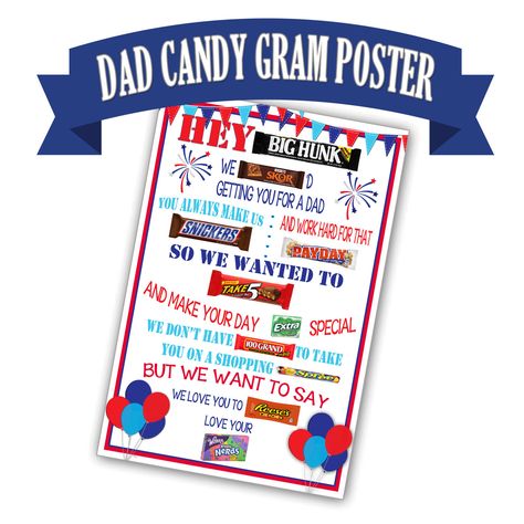 Diy Birthday Gifts For Dad, Candy Bar Poster, 60th Birthday Poster, 40th Birthday Poster, Quotes Girlfriend, Candy Bar Posters, Candy Bar Birthday, Candy Grams, Candy Poster