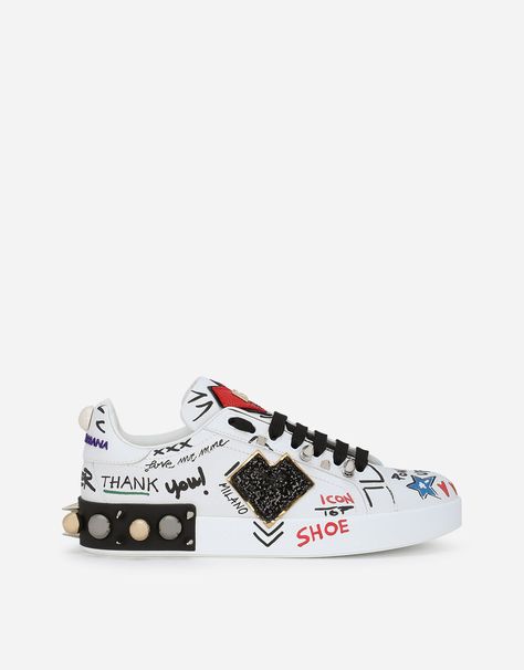 Printed calfskin Portofino sneakers with patch Pons Shoes, Pink Nike Shoes, Dolce Gabbana Sneakers, Sneakers Multicolor, Chelsea Boots Mens, Icon Shoes, White Sneakers Women, Chelsea Boots Men, Print Sneakers