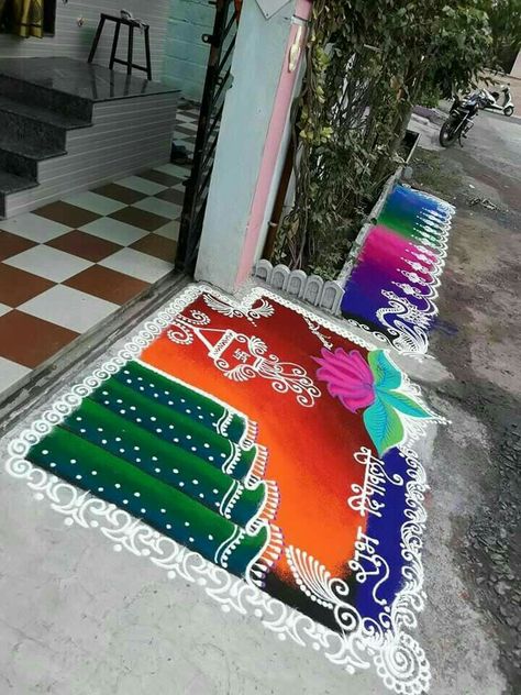 Diwali Best Rangoli, Dhan Teras Rangoli, Dasara Rangoli Designs, Dussehra Rangoli Designs, Dasara Rangoli, Rangoli Images, Welcome Rangoli, Rangoli Photos, Latest Rangoli Designs