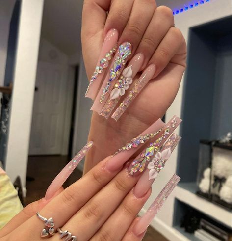 Long Acrylic Nail Designs, Drip Nails, Colored Acrylic Nails, Nails Design With Rhinestones, Vibrant Nails, Acrylic Nails Coffin Pink, Unique Acrylic Nails, Long Square Acrylic Nails, Nail Swag