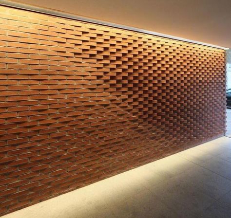 Parametric brickwork Brick Wall Ideas, Brick Wall Decor, Tv Fal, Brick Detail, Brick Art, Brick Texture, Brick Architecture, Brick Facade, Brick Patterns