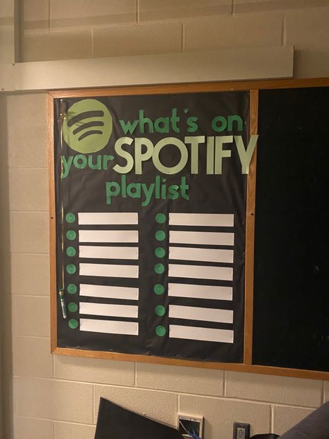 Podcast Bulletin Board, Music Boards Bulletin Ideas, Choir Bulletin Boards High School, Music Themed Ra Bulletin Boards, Bulletin Board Ideas Music, Music Bulletin Boards Middle, Middle School Music Bulletin Boards, Tiktok Bulletin Board, Seniors Bulletin Board Ideas