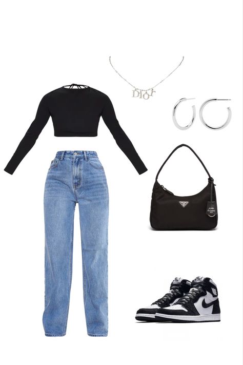 Outfit Ideas With Black And White Jordans, Outfit Ideas Mall Day, Panda Jordan 1 Outfit, Outfit Jordan 1 Woman, Panda Outfit Ideas, Cute Jordan Outfits, Panda Shoes Outfit, Outfit Con Jordan, Black Jordan 1 Outfit Women