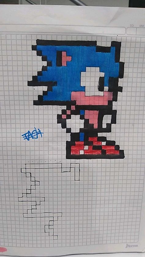 Cómo dibujar a Sonic pixelado Squared Notebook, Gold Acrylic Nails, Pixel Drawing, Hama Bead, Hama Beads Patterns, Square Paper, Hama Beads, Beading Patterns, Pixel Art