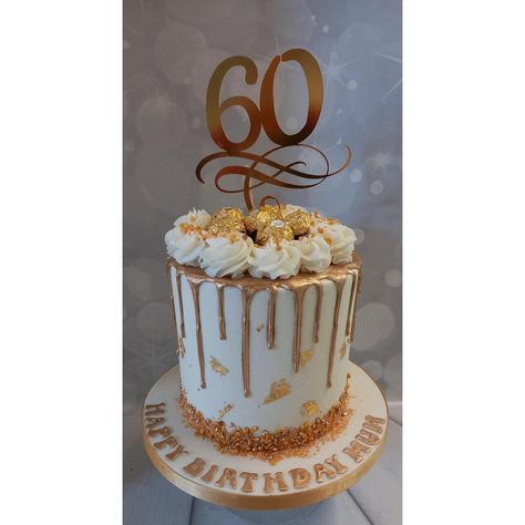 60 Birthday Cake For Women Mom, 60th Birthday Cake Ideas For Women, 60 Birthday Cakes For Women, 60th Birthday Cake Ideas For Mom, 60th Birthday Cake For Ladies, 60th Birthday Cake For Mom, Gold Drip Cake, Moms 60th, Buttercream Piping