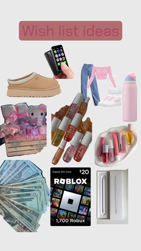 #hello kitty #owala#uggs#mini phone#robux#money#apple pencil #lippies#sol de Janeiro #clothes Uggs Mini, Mini Phone, My Idea, Digital Gifts, Digital Gift Card, Apple Pencil, Hello Kitty, Gift Card, Pencil