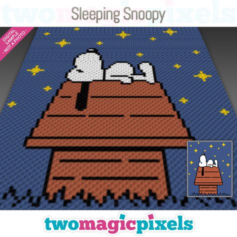 Magic Pixels, Snoopy Sleeping, Cross Stitch Plastic Canvas, Two Magic Pixels, Cross Stitch Graph, Snoopy Blanket, Hook Ideas, Moon Cross Stitch Pattern, C2c Graph