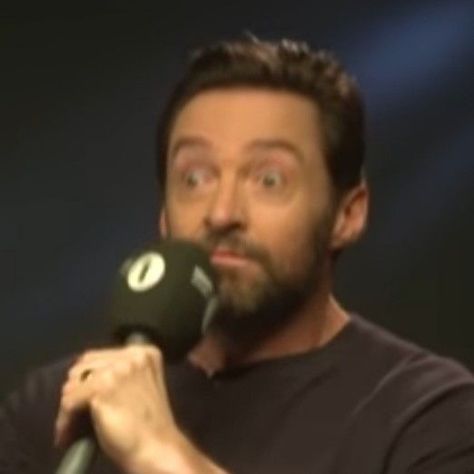 Funny Hugh Jackman, Hugh Jackman Reaction Pic, Hugh Jackman Pfp, Wolverine Meme, Hugh Jackman Funny, Huge Jackman, Hugh Jackman Images, Eddie The Eagle, Cursed Image