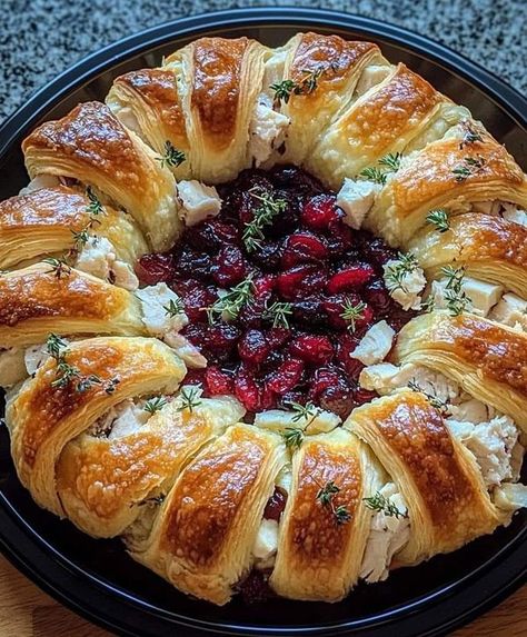 Super Old recipes | 🦃🥐🍇 Savory Turkey and Cranberry Crescent Ring 🦃🥐🍇 | Facebook Turkey And Cranberry, Thanksgiving Leftover Recipes, Recipes Savory, Crescent Ring, Crescent Dough, Crescent Roll Dough, Thanksgiving Leftovers, Thanksgiving Side, Cooking Turkey