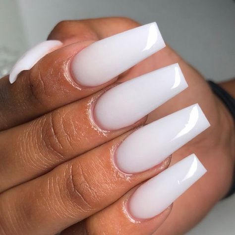 Bright White Nails Acrylic, Milk White Coffin Acrylic Nails, Cute White Acrylic Nails Coffin Medium, Medium Length Coffin Acrylic Nails White, White Acrylic Nails Medium Length, Creamy White Nails Acrylic, Ballerina White Nails, Off White Nails Acrylic, Plain White Acrylic Nails