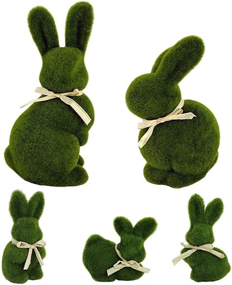 These will be the most delegate and SPRINGY additions to your centerpiece this Easter! Precious set of Moss Bunnies. Decor For Easter, Easter Bunny Decor, Bunny Statue, Easter Home Decor, Spring Table Decor, Faux Moss, Diy Spring Wreath, Spring Decorations, Home Decor Sets