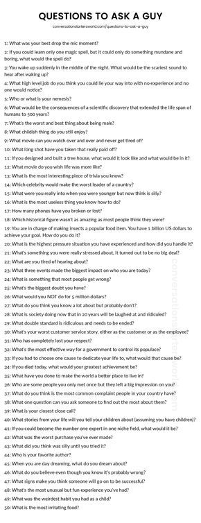 List of questions to ask a guy 50 Questions To Ask Your Boyfriend, Curious Questions To Ask, Twenty Questions Game, Best Questions To Ask A Guy First Dates, Q And A Questions Couple, Couple Questions Funny, Clam Quotes, 20 Questions Game, Blog Journal