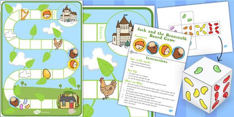 Jack and the Beanstalk Board Game - board game, jack, beanstalk Letter Sorting, Short E Words, Educational Board Games, Spring Reading, Maths Games, Traditional Tales, File Folder Activities, Jack And The Beanstalk, Map Skills