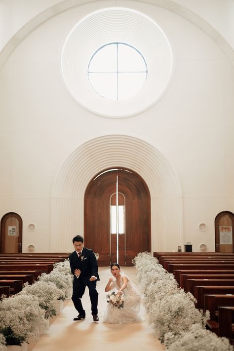 Church Wedding Decor, Whimsical Floral Wedding, Vania Romoff, Church Aisle Decorations, Neutral Wedding Decor, Church Aisle, Wedding Church Decor, Wedding Notebook, Church Wedding Decorations