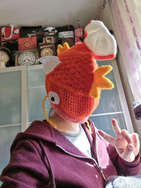 Pattern by akabekobotan Magikarp Crochet Hat, Crochet Hat, Crochet Hats, Crochet, Hats, Pattern, Quick Saves