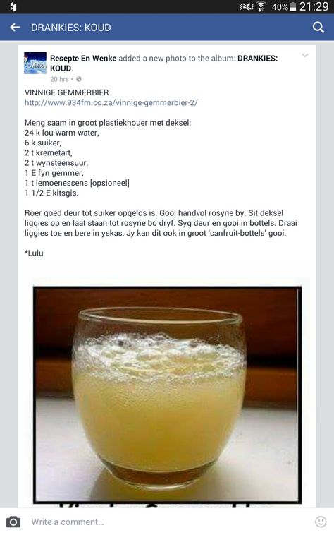 Ginger Beer Drinks, Homemade Ginger Beer, Liquor Recipes, Liqueurs Recipes, Fermentation Recipes, Homemade Sweets, Easy Drink Recipes, South African Recipes, Homemade Drinks