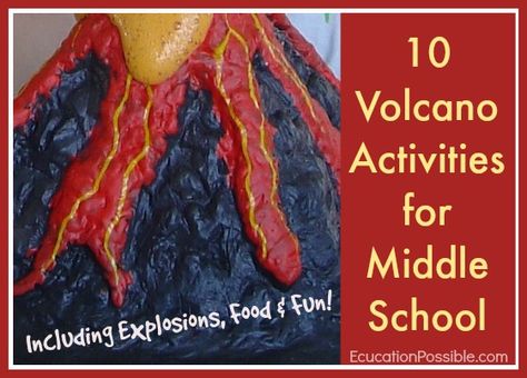 10 Volcano Activities--it says for middle school, but my 10-year-old will totally love this, and it would be awesome engaging activities for a child with ADHD! Volcano Activities For Middle School, Volcano Learning Activities, Science Project Volcano, Volcano Homeschool, Science Fair Projects Volcano, Earth Science Middle School, Volcano Activities, Volcano Projects, Earth Science Lessons