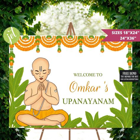 Upanayan Sign, Thread Ceremony Signage, Janeau Sign, Upanayanam Ceremony Sign, Indian Religious Sign Thread Ceremony, Ceremony Signage, Lantern Craft, Ceremony Sign, Diy Wedding Backdrop, 26 January, Text Types, Ceremony Signs, Banners Signs