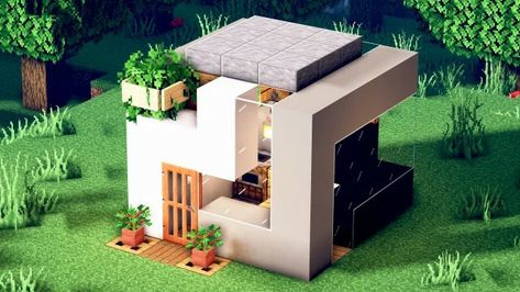 Concrete Small House, Small House Minecraft, Minecraft Small House, Modern House Minecraft, Minecraft Building Ideas, Small Modern House, Underwater House, Small Modern Home, Concrete House