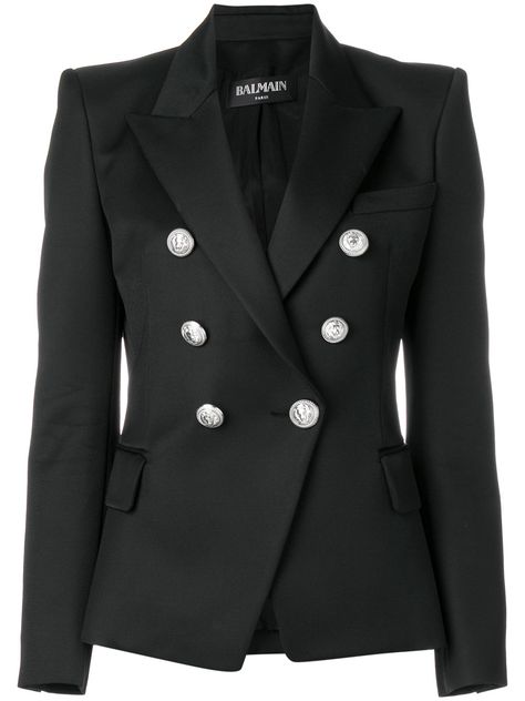 BALMAIN . #balmain #cloth # Balmain Jacket, Blazers Black, European Casual, Military Inspired Jacket, Balmain Blazer, Blazer Designs, Fitted Blazer, Double Breasted Jacket, Breasted Blazer