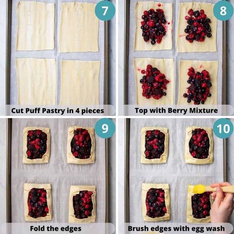 Berry Puff Pastry, Filled Pastries, Puff Pastry Snacks, Puff Pastry Tarts, Puff Pastry Recipes Dessert, Mulberry Recipes, Pastries Recipes, Pastries Recipes Dessert, Brie Puff Pastry