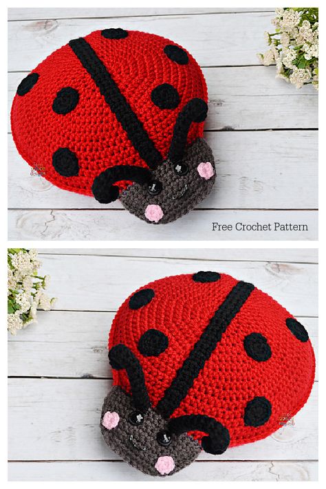 Crochet Ladybug Amigurumi Free Patterns & Paid - DIY Magazine Valentine Amigurumi Free Pattern, Crochet Ladybug Pattern Free, Easy Crotchet, Amigurumi Colorful, Ladybug Crochet, Crochet Ladybug, Crochet Stuffies, Crochet Game, Scrubby Yarn