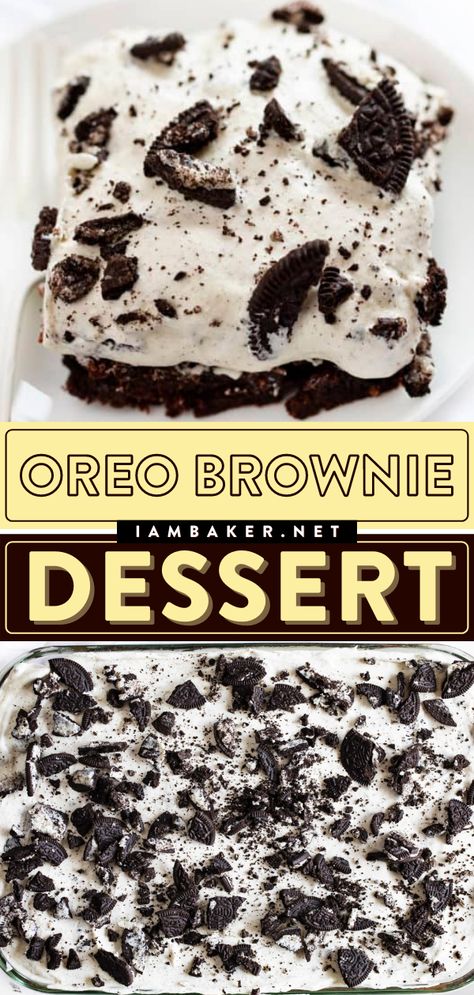 This Oreo Brownie Dessert is two layers of intense flavor and texture! This easy brownie idea has a lip-smacking Oreo topping that will probably make your toes curl! It's the best Oreo dessert! Oreo Based Desserts, Brownies Oreos And Cookie Dough, Brownies With Oreos Inside, Cookies And Cream Oreo Brownies, Peanut Butter Oreo Dessert, S’mores Cookie Brownie, Oreo Cookie Dessert, Homemade Brownie Mix, Peanut Butter Oreo