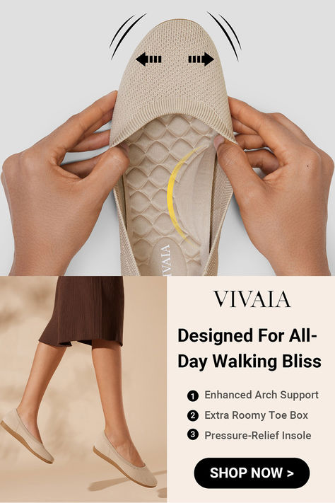 With VIVAIA Claire Walker, you'll feel like walking on a cloud thanks to the cushioned insoles and adjustable features that provide a customized fit. And with a firm but flexible outsole, you'll never worry about slipping or rolling off your shoe. Walk With Confidence In VIVAIA Flats🎁Free Shipping & Returns #sandals #boots #mules #loafers #heels #flats #shoes #womenfashion #womenshoes #fashion #outfits #ootd #sustainable #archsupport #ecofriendly #bunions #autumn #summer #spring #backtoschool Vivaia Flats, Loafers Heels, 20 Off Sale, Flats Shoes, Perfect Woman, Daily Look, Arch Support, Autumn Summer, Off Sale