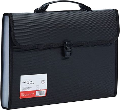 Amazon.com : FANWU Legal Size 13 Pocket Accordian File Organizer Expanding File Folder for FC A4 Paper, Briefcase File Case with Durable Handle & Buckle Closure for School Home Business (Black) : Office Products Expanding File Folder, File Organizer, File Organiser, Black Office, File Folder, A4 Paper, Office Organization, Office Products, Home Business