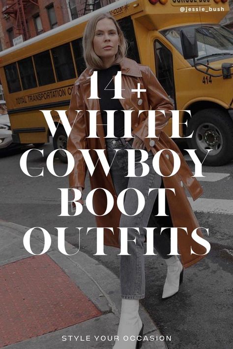 White Slouchy Boots Outfit, White Cowgirl Boot Outfit, Style White Cowboy Boots, White Cowgirl Boots Outfit, Cowboy Boots Outfit Fall, White Booties Outfit, Cowboy Boots Outfit Winter, White Cowboy Boots Outfit, Short Cowboy Boots Outfit