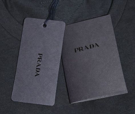 Prada #hangtag Hang Tags Clothing, Hang Tag Design, Modern Packaging, Clothing Packaging, Logo Design Inspiration Branding, Fashion Tag, Clothing Tags, Tag Design, Woven Labels