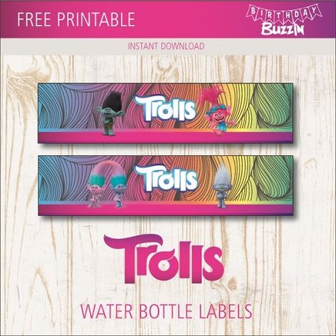 If you’re planning a Trolls party, use these FREE printable Trolls water bottle labels to wrap up the water and beverages you’ll be serving at the party. Trolls Water Bottle Labels Free, Trolls Characters, Water Bottle Labels Free, Bottle Template, Water Bottle Labels Birthday, Birthday Party Ideas For Kids, Trolls Party, Trolls Birthday Party, Party Ideas For Kids