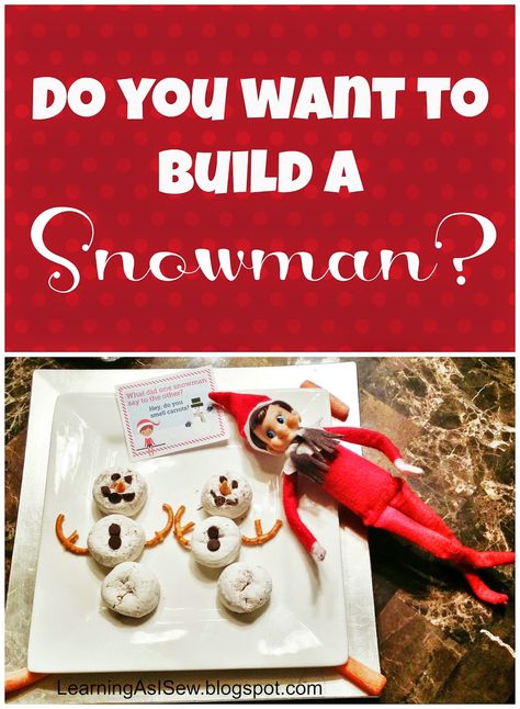 Snowman Elf On The Shelf, Elf On The Shelf Snowman, Donut Snowman, Christmas Kindness, Elf Shenanigans, Wanna Build A Snowman, Candy Clipart, Snowman Photos, Elf Door