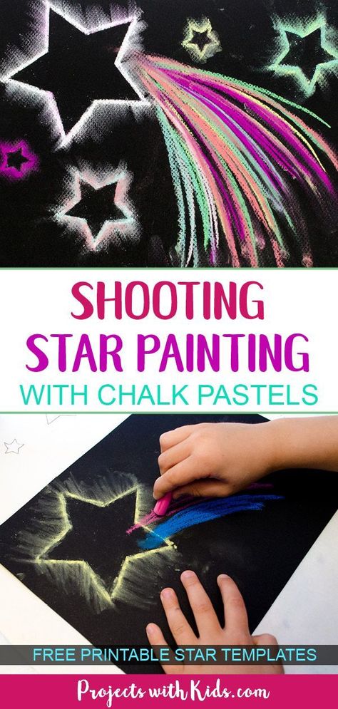 Use easy chalk pastel techniques to create shooting star paintings that are out of this world! Free star templates included. #chalkpastels #kidsart #projectswithkids Star Paintings, Pastel Techniques, Space Activities For Kids, Space Preschool, Space Crafts For Kids, Chalk Pastel, Space Activities, Star Painting, Vbs Crafts