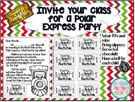 All aboard!!   Let's enjoy a day on the Polar Express.   This packet is FILLED with activities to encourage learning while the kiddos are... Prek Polar Express Day, Polar Express Christmas Party Classroom, Polar Express Kindergarten Activities, Polar Express Day Preschool, Polar Express School Party, Polar Express Day Kindergarten, Polar Express Day At School, Polar Express Party Ideas, Polar Express Day