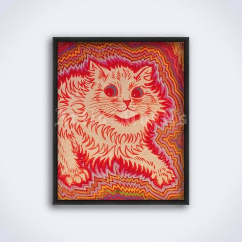 Strange Art, Infinite Art, Louis Wain, Film Texture, Unframed Wall Art, Cat Posters, Canvas Print Display, Weird Art, Cat Painting