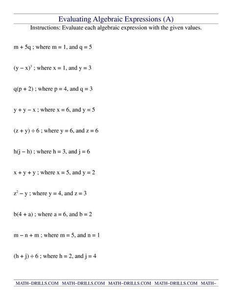 The Evaluating Variable Expressions Worksheet design is a very useful tool. In spreadsheets, you can arrange knowledge and do calculations in an exceedingly powerful and simple way. The next taste spreadsheet can help you with many different applications in making your own Evaluating Variable Expressions Worksheet. Algebraic Expressions Worksheet, Translating Algebraic Expressions, Writing Algebraic Expressions, Evaluating Algebraic Expressions, Pre Algebra Worksheets, Simplifying Algebraic Expressions, Exponent Worksheets, 6th Grade Worksheets, Letter Worksheets For Preschool