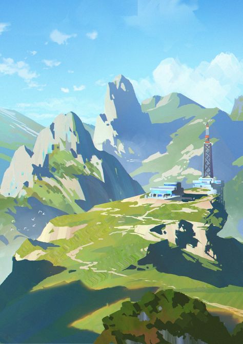 ArtStation - Color practice, Shuhao jiang Background Practice, Concept Art Landscape, Color Practice, Environment Painting, Landscape Concept, Lukisan Cat Air, Science Fiction Art, Art Station, Landscape Drawings