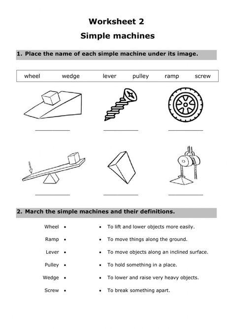 Simple Machines Worksheet, Simple Machine Worksheets, Simple Machines Projects For Kids, Simple Machines For Kids, 6 Simple Machines, Teaching Physics, Simple Machines Activities, Simple Machine Projects, Science Project Models