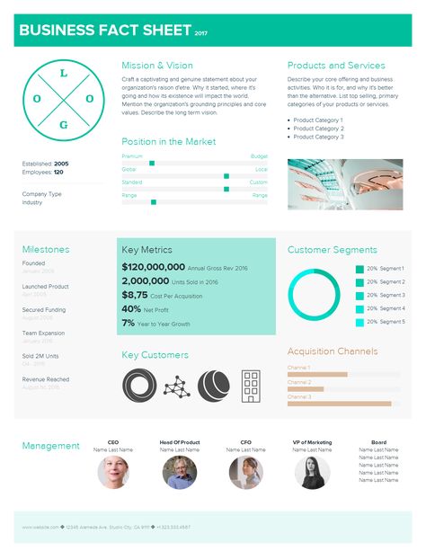 Fact Sheet Design, One Pager Template, Fact Sheet Template, Investor Deck, Brewery Branding, One Pager Design, Click Logo, Team Space, Style Guide Template